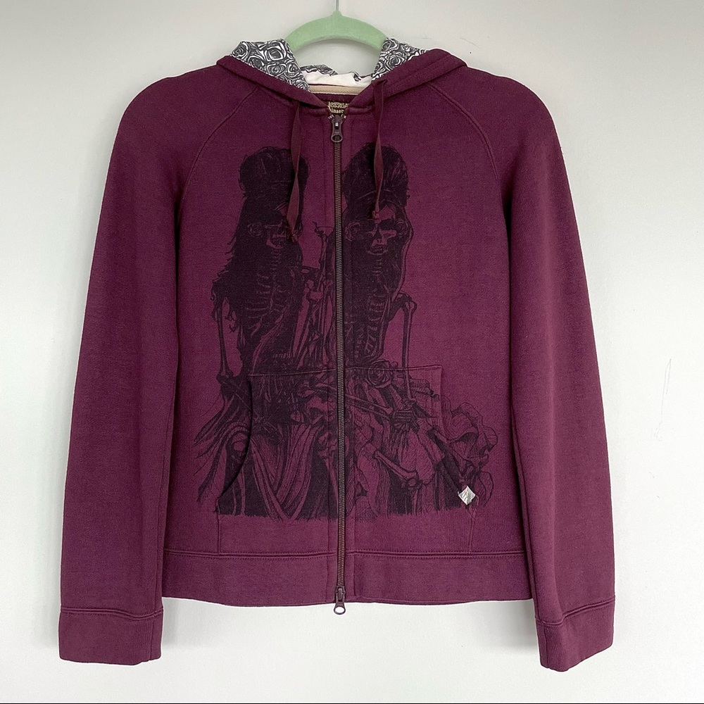 Zippered Cotton Hoody with Original Art Print